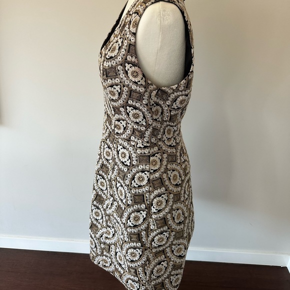 Alice + Olivia Patty Embroidered A-Line Dress in Black, Cream, Gold - Picture 3 of 5